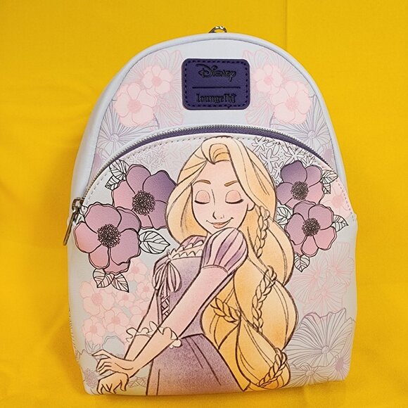 Loungefly Disney Tangled Rapunzel Pastel Flowers Purple Soft Tag Mini Backpack main image 8